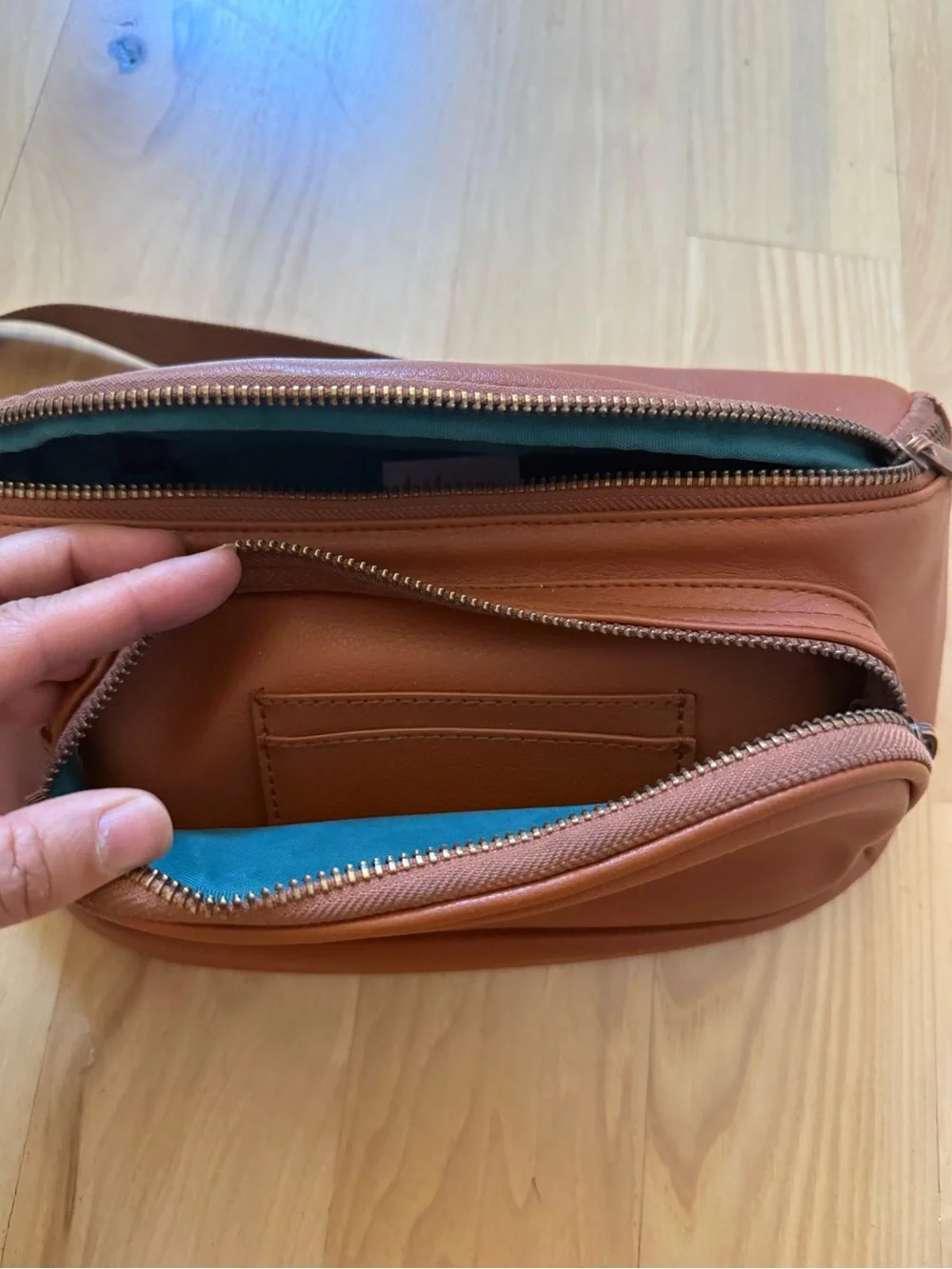 Kibou Travel Diaper Bag/Fanny Pack Vegan Leather Brown 11